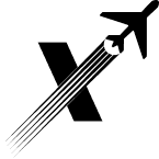 Logotipo de Comerciantex con un avión estilizado simbolizando exportación y logística internacional