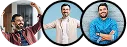 Tres profesionales sonrientes representando a expertos en comercio internacional y exportaciones.
